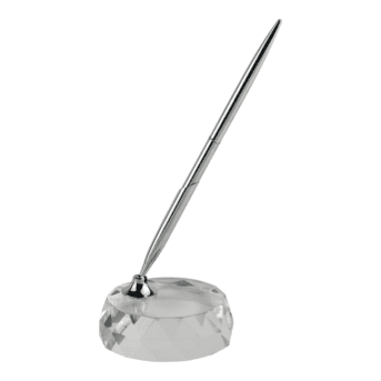 8cm Crystal Paperweight with Pen